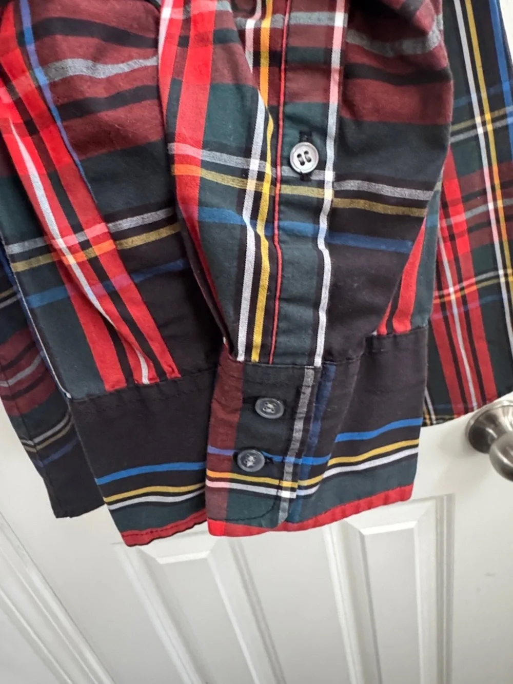 J. Crew Red, Black and Blue Plaid Button-Down Shirt, Sz 6 Tall, Like New